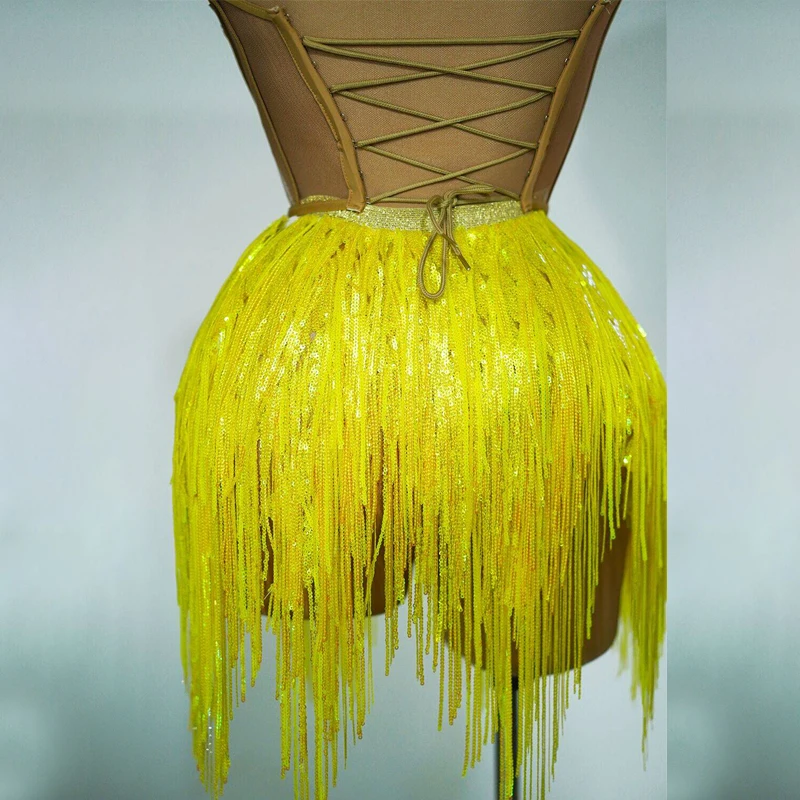 Костюмы Drag Queen зеленое платье с бахромой и большими стразами женское вечернее Ds Dj