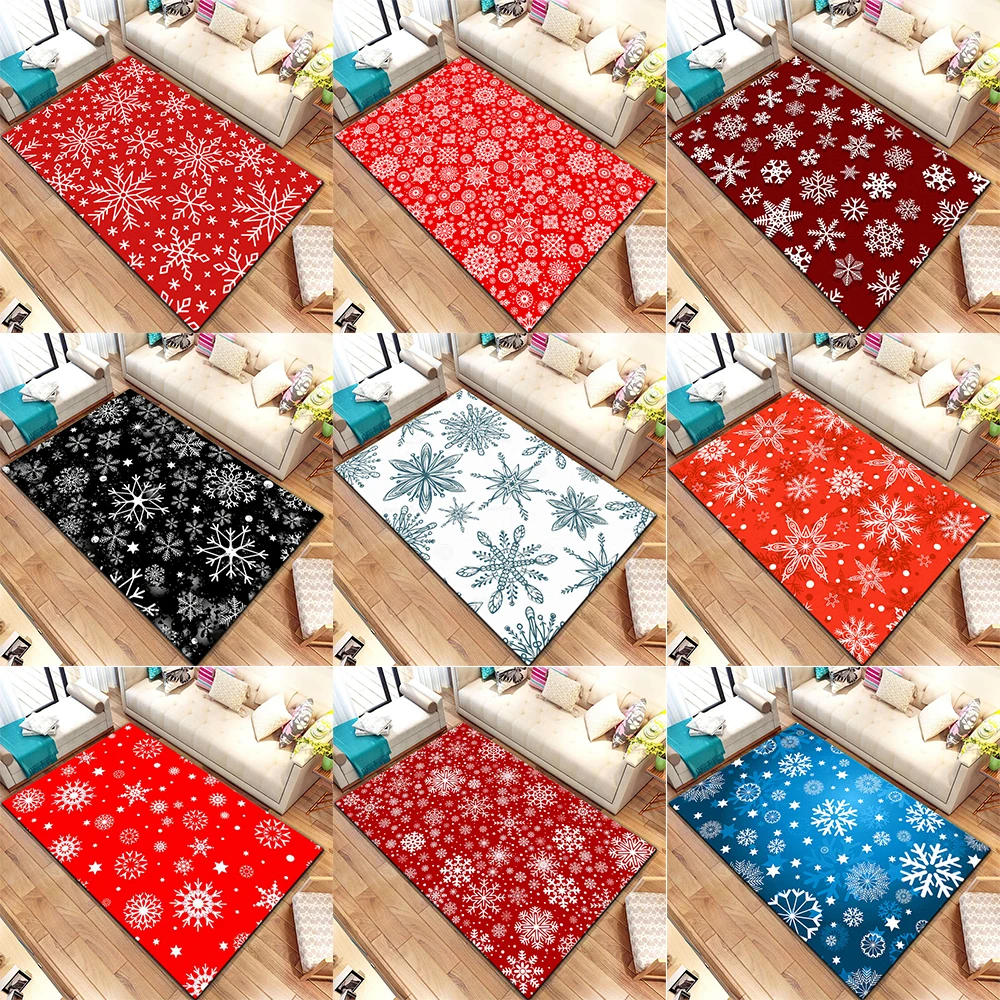 

Зимняя новогодняя Снежинка ковер для гостиной вечерние ковер для украшения дома, прикроватный напольный Декоративный Напольный коврик для коридора, спальни