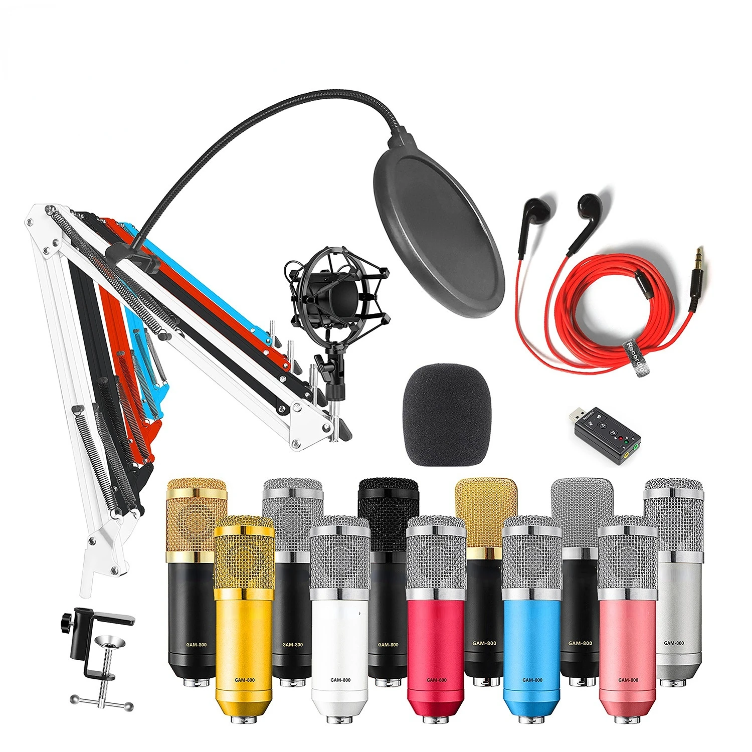 

BM 800 Professional Audio V8 Sound Card Set BM800 Mic Studio Condenser Microphone for Karaoke Podcast Recording Live Streaming
