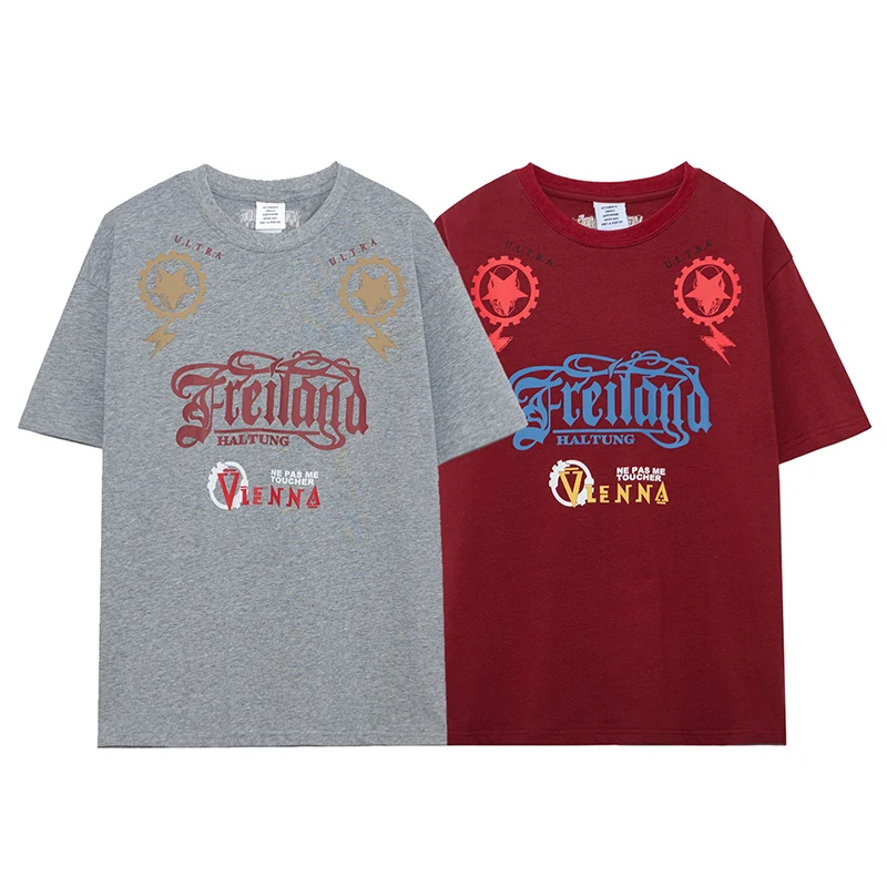 

2022 Embroidery VETEMENTS T-shirts Men Women High Quality Streetwear VTM Tops TEES Black Gery Red T Shirt