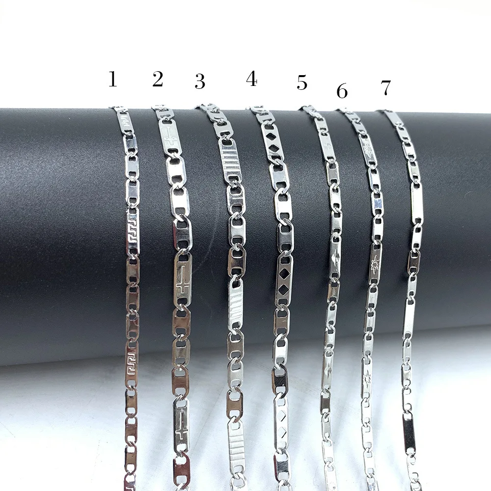 

1pcs 304 Basic Punk Stainless Steel Japanese Character Cross Chains Necklace for Pendants Cuban Chain NecklaceVintage Gold Tone