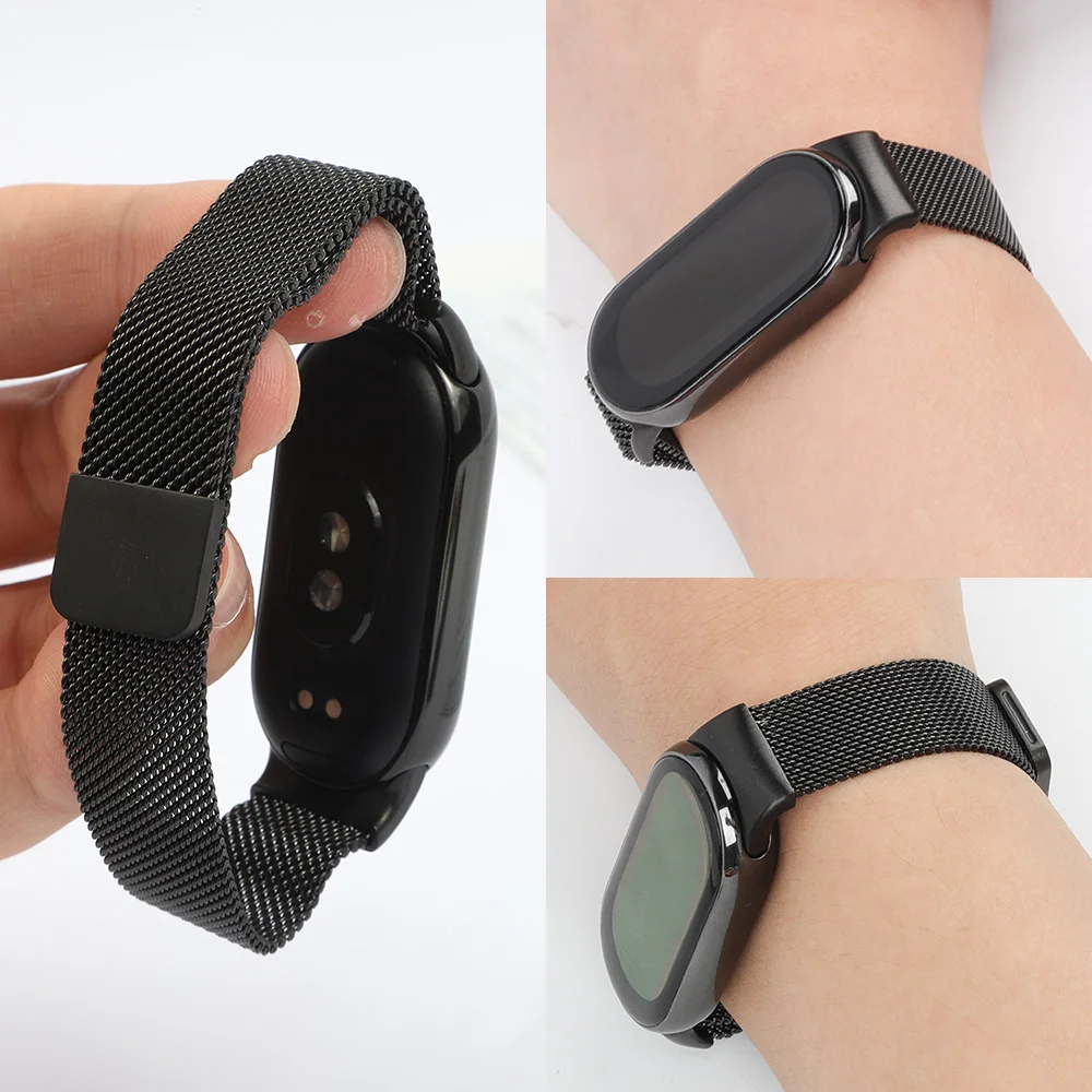 Фото Металлический миланский ремешок для Xiaomi Mi Band 10 8 9, аксессуары, браслет, ремешок для смарт-браслета Xiaomi 10 9 8 NFC №2