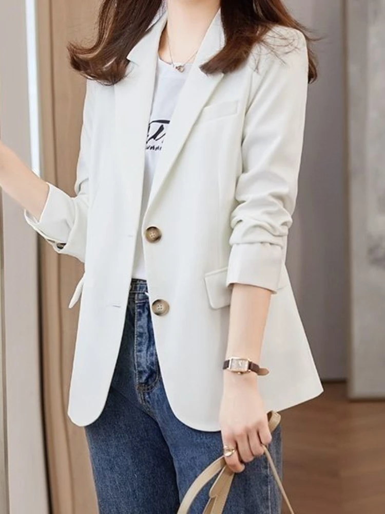 Coat Women's New Korean Version of Spring and Autumn 2023 Loose White Suit Versatile Casual Suit Blazer Women Clothing Jacket