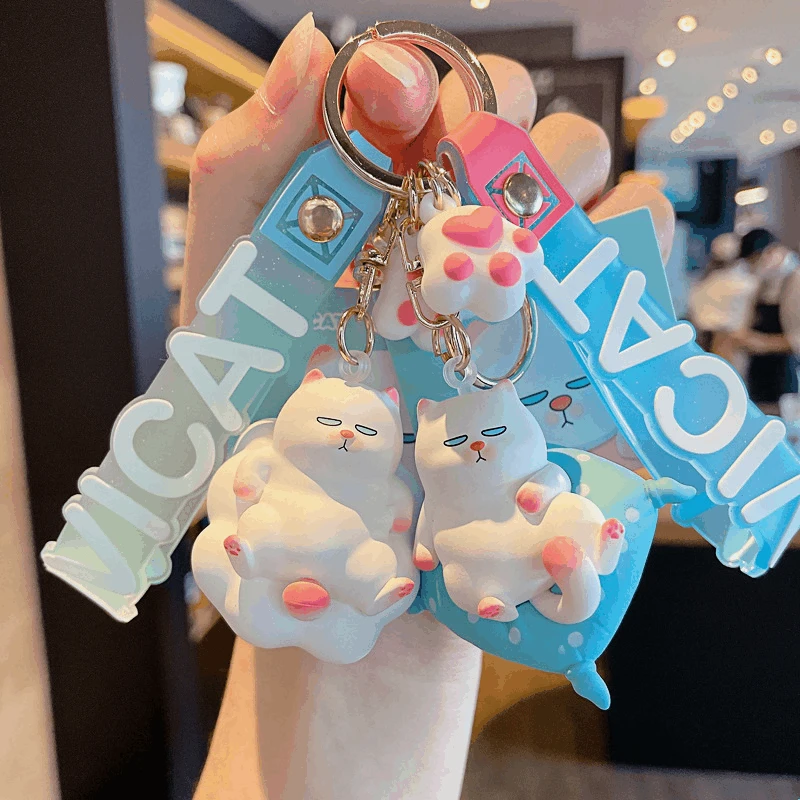 

Cartoon Funny Fat Lazy Cat Keychain Trend Fashion Car Key Chain Hanging Cute Bag Hanging Accessories Keyring Girl Gift Woman