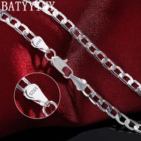 batyyiny 925 sterling silver 1618202224262830 inches 4mm full sideways chain necklace for women men wedding jewelry gift