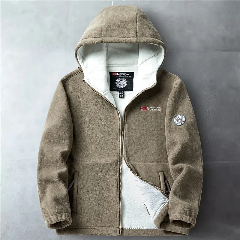 Новая зимняя теплая флисовая куртка с карманом и капюшоном дизайн высокого