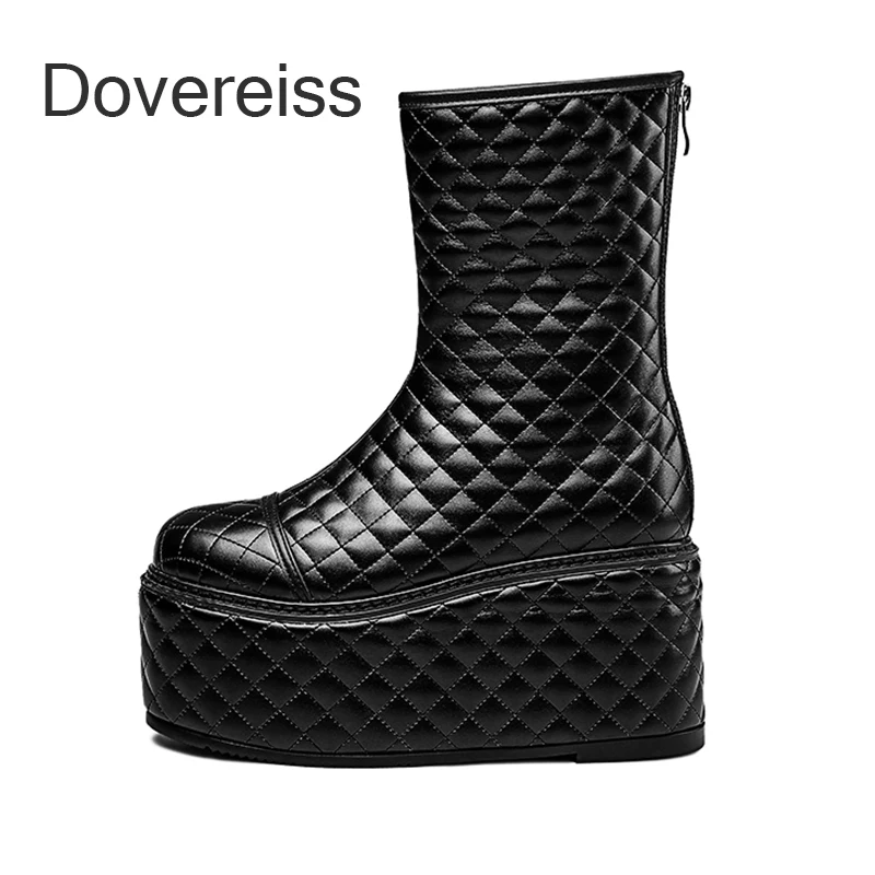 

Dovereiss 2022Winter Platform White Short Boots Fashion Flats Waterproof Ladies Back Zipper Ankle Boots Matin Boots 40 41 42 43