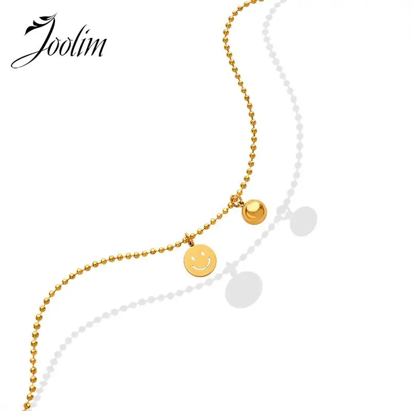 

Joolim Jewelry PVD Gold Finish Fashion No Fade Network Red Geometric Round Brand Smile Necklace Trend 2022 Stainless Steel