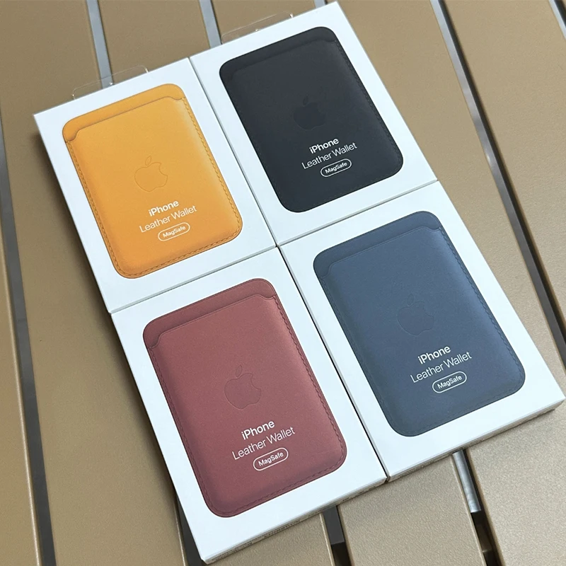 Официальный кожаный чехол-кошелек Apple Magsafe с коробкой и магнитным ...