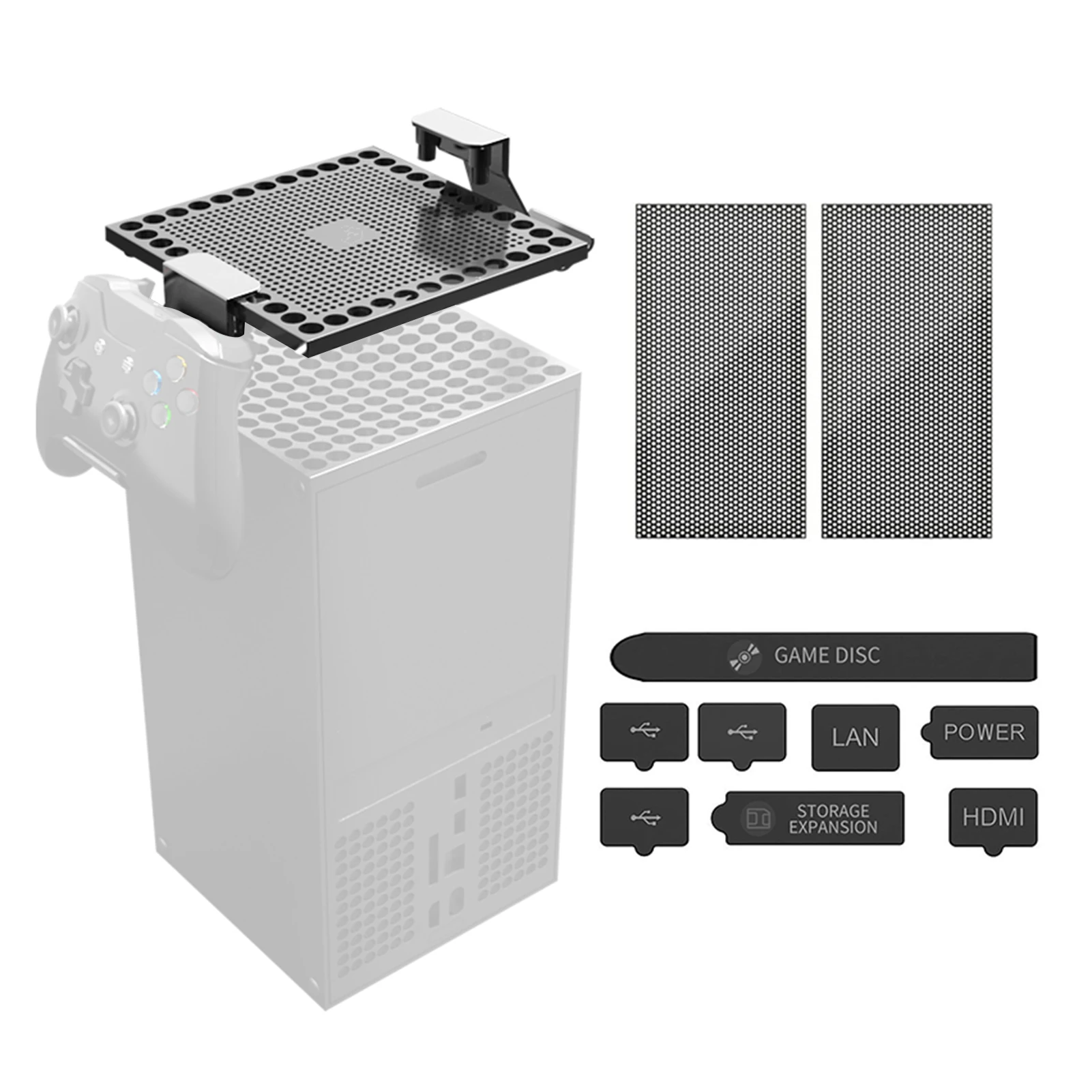 

Dust Cover And Headset Holder For Xbox Series X, 13 In 1 Dust Filter Accessories For Xbox Series X, Top Dust-Proof Cover Set