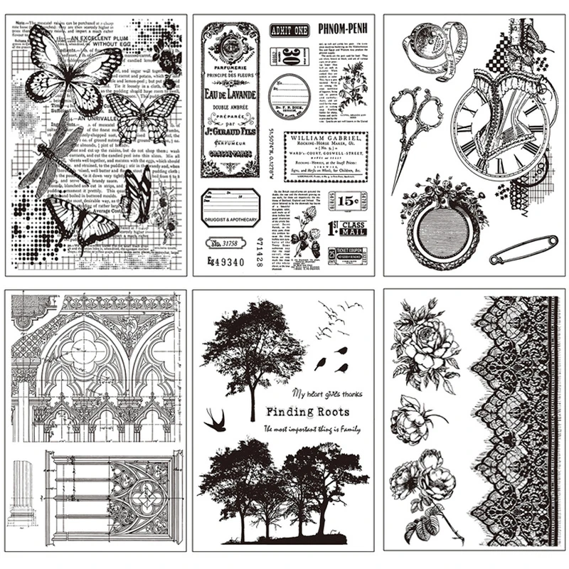 

Vintage Background Clear Stamps Retro Silicone Stamp for DIY Scrapbooking/Card Making Decoration Supplies Rubber Stamp 15*20cm