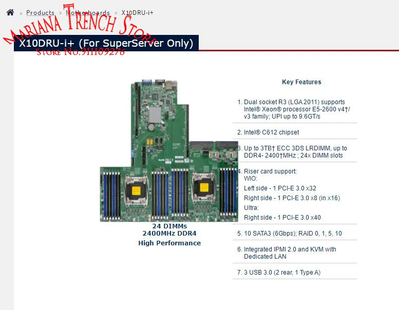 X10DRU-i + для супермикро материнская плата с производительностью LGA2011 семейство E5-2600