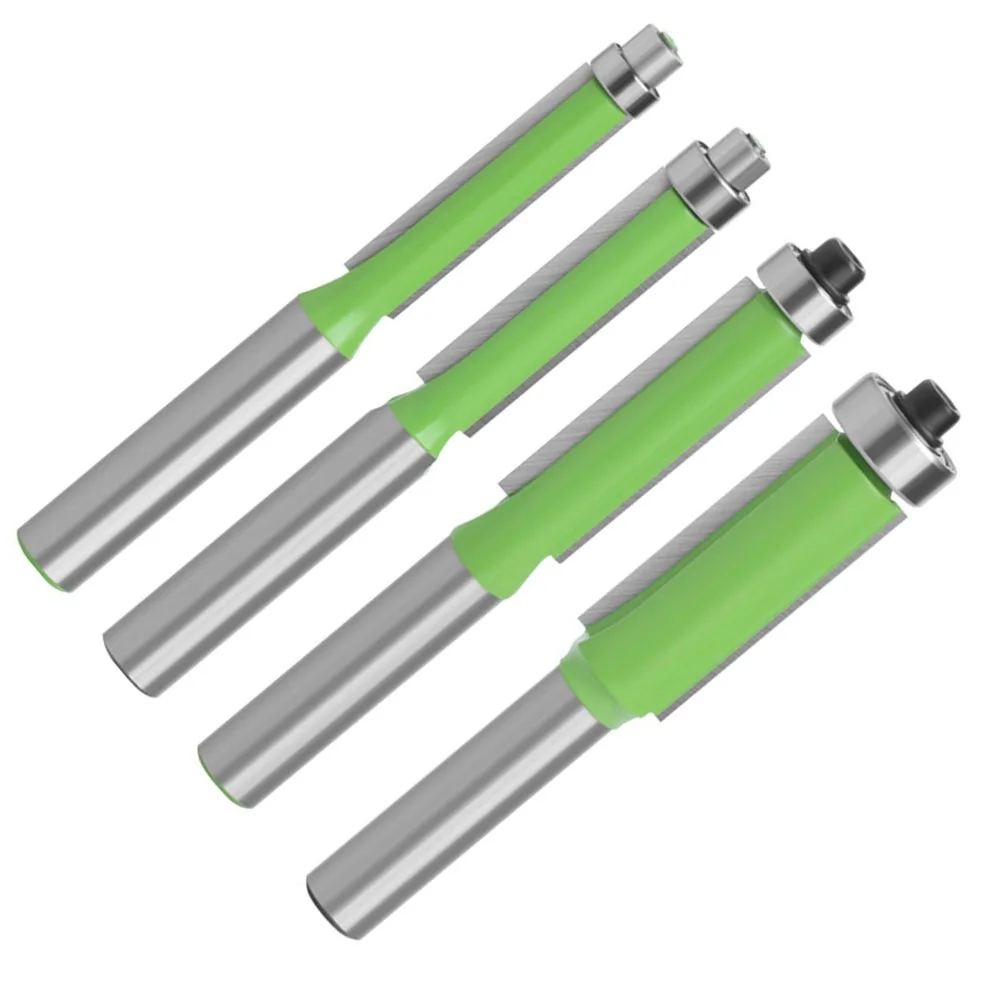 

4Pcs 8mm Shank Flush Trim Router Bit With Bearing Woodworking Milling Cutter For Wood Cutting Tool 1/4 3/8 5/16 1/2