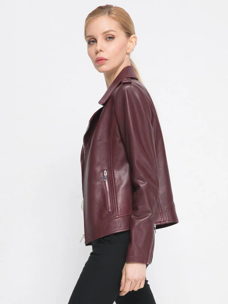 

2023Leather jacket,Fashion High Quality Real Leather Jacket Women Spring Autumn Motorcycle Genuine Female Sheepskin Coat Cuero G