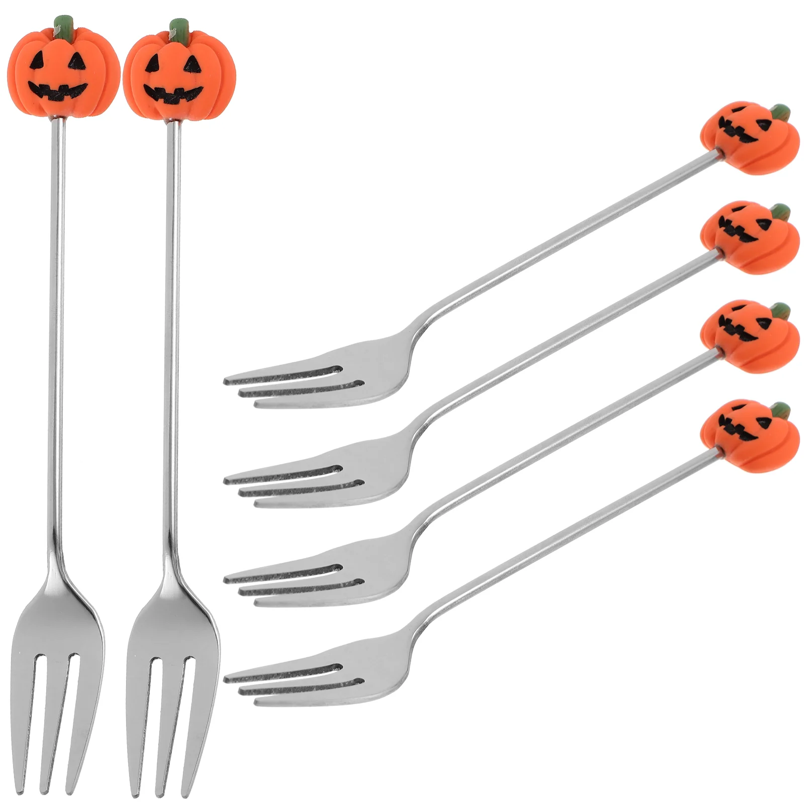

6pcs Stainless Steel Forks Metal Pumpkin Forks Dinner Forks Halloween Dessert Forks Halloween Dinnerware