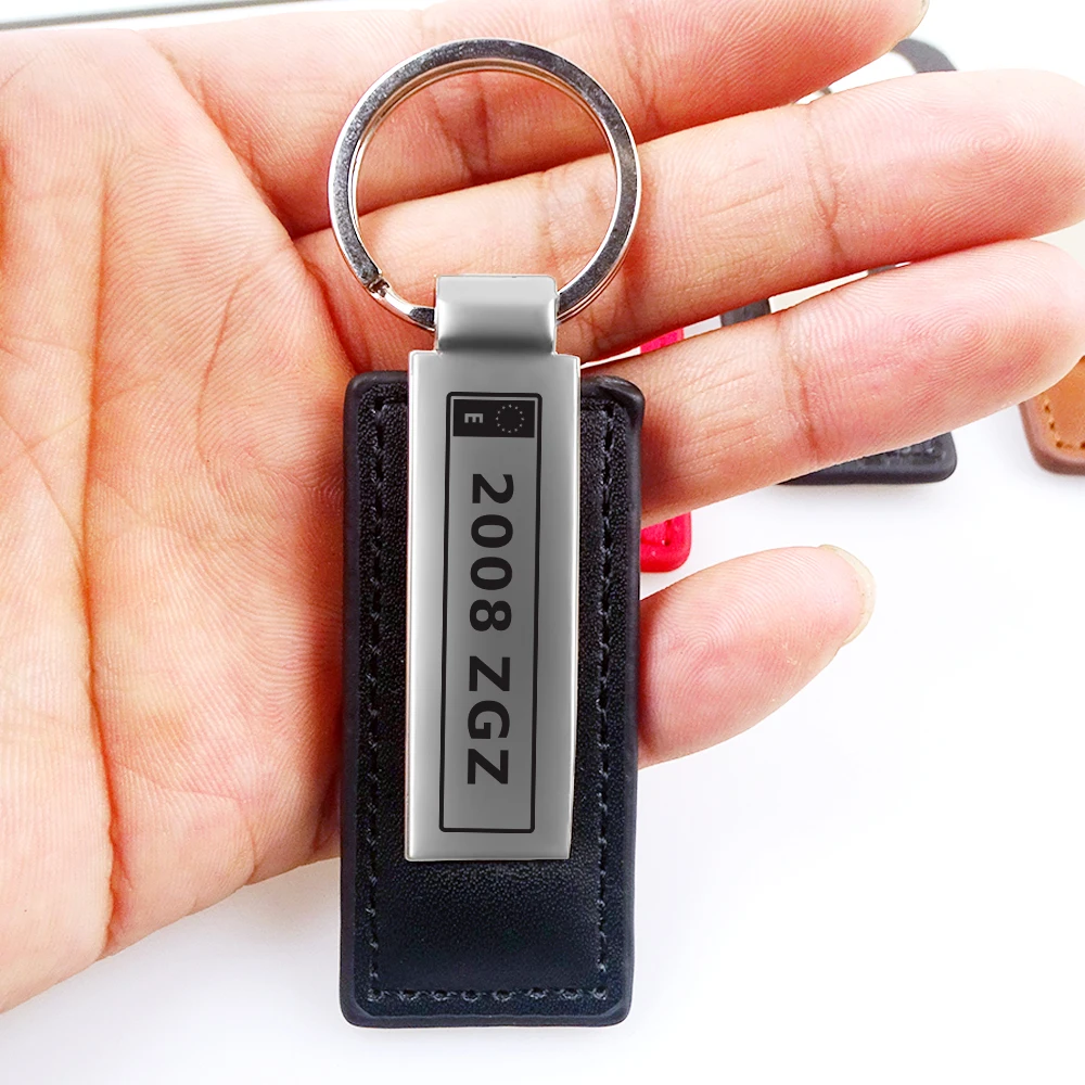 Заказной гравированный кожаный брелок испанская Автомобильная пластина с