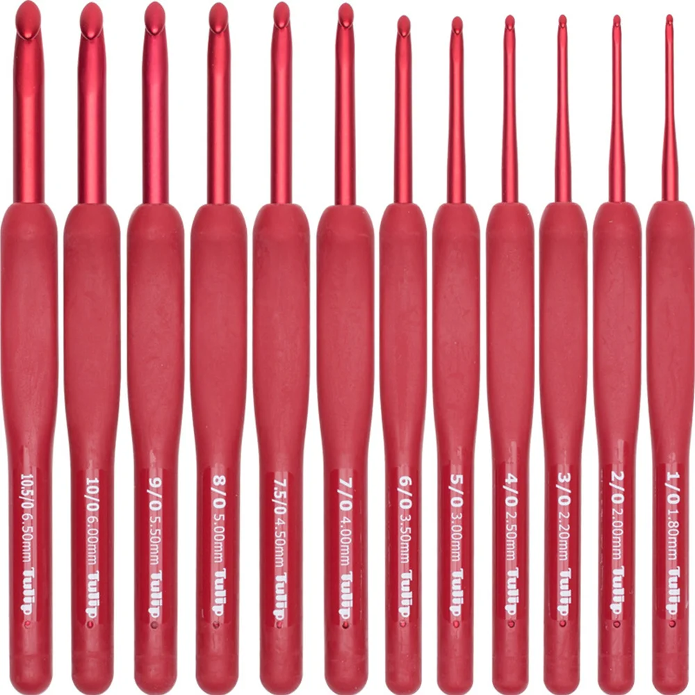 1PCS Japan Tulip Brand Red Crochet Hook Aluminum Resin Knitting Needles tool Original authentic Upscale Imported 1.8-6.5mm | Дом и сад