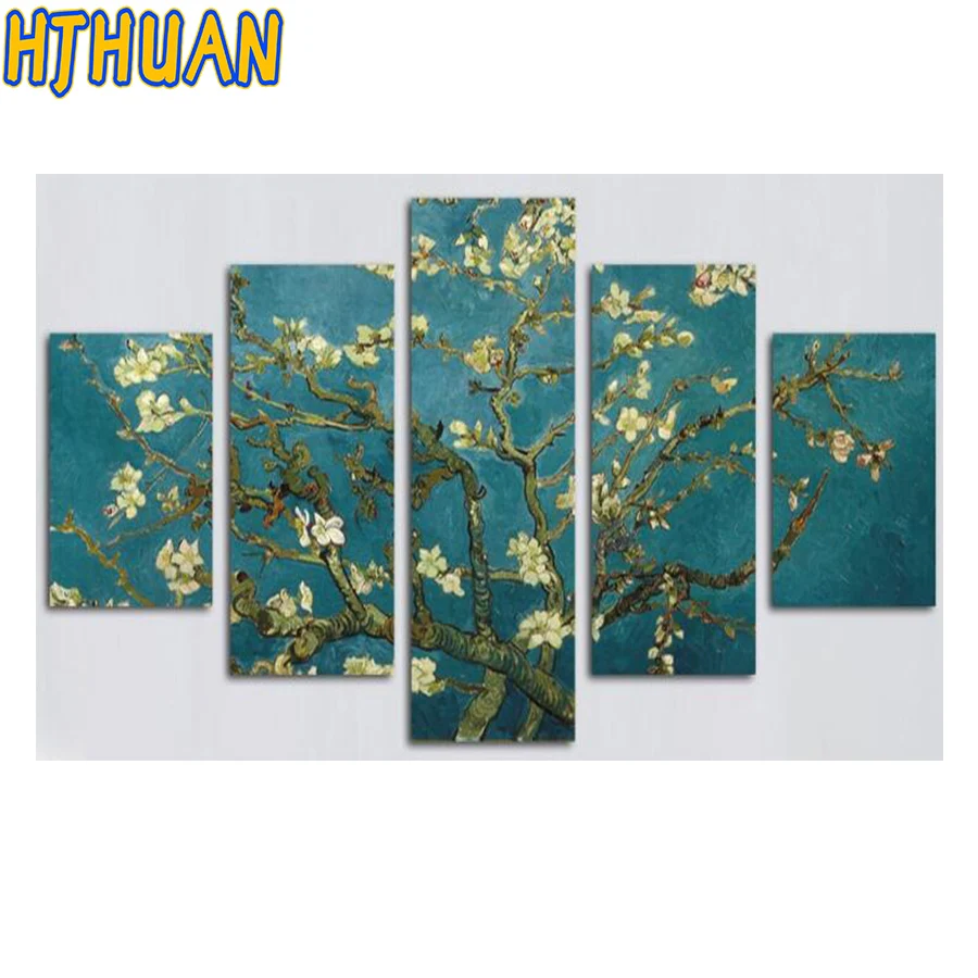 5pcs 5ddiy Full Square&round drill Almond blossom Diamond embroidery Abstract Flower Diamond Painting Rhinestone home decor gift