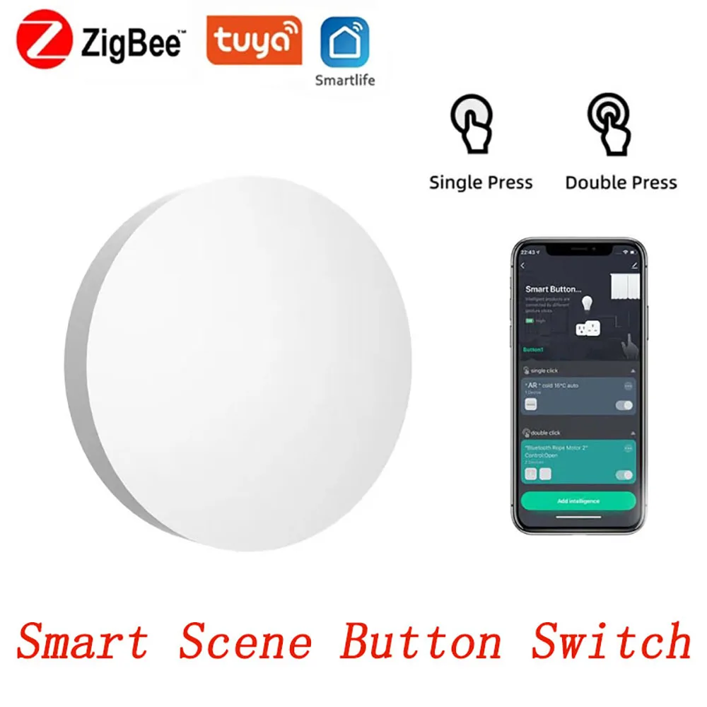 

Tuya ZigBee Smart Button Scene Switch Smart Life Remote Control Smart Switch Battery Powered Automation with Zigbee Devices