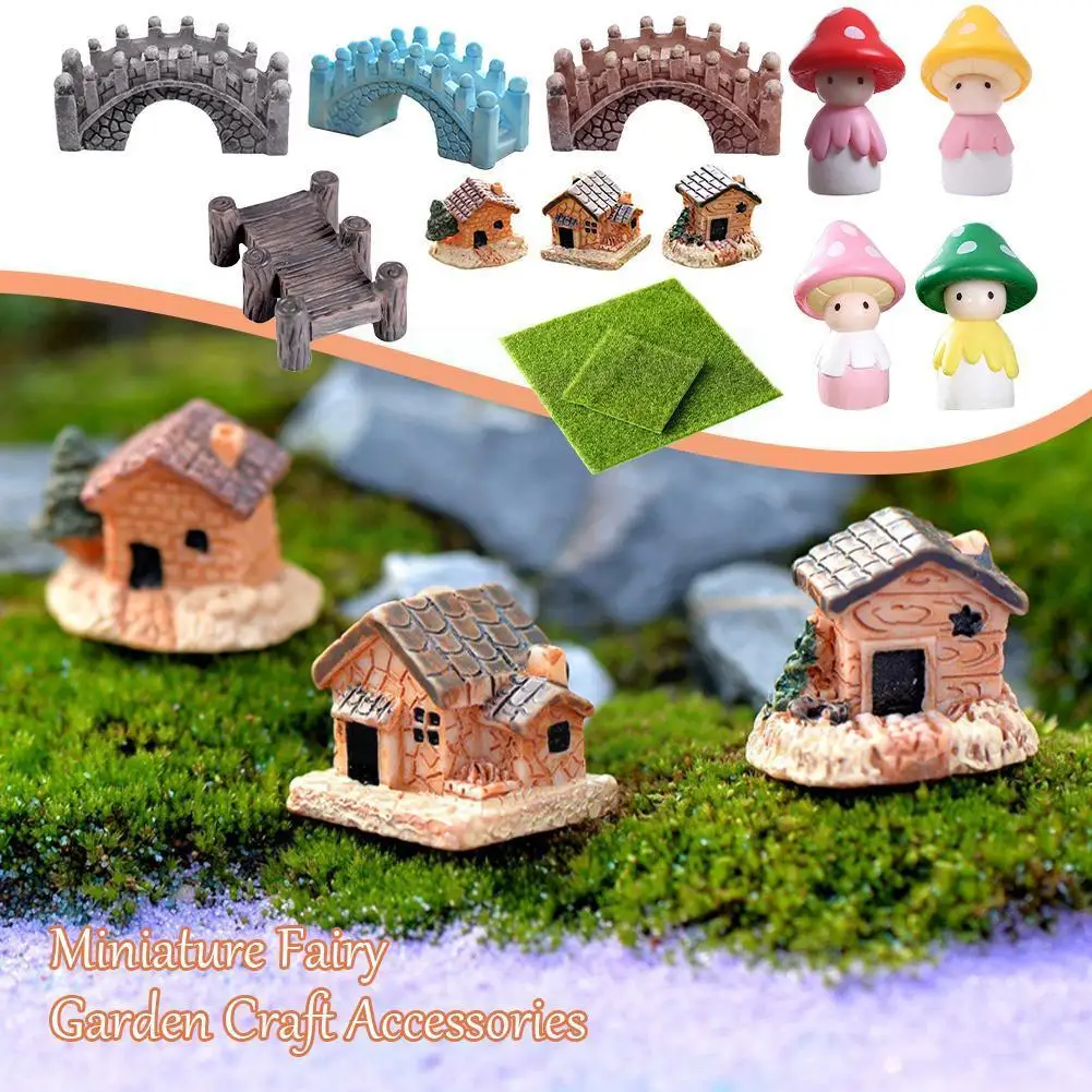 

Miniature House Garden Lawn Bridge Plant Ornament Decor Diy Craft Accessories For Dollhouse Home Garden Mini Decor Toy Rand S5m7