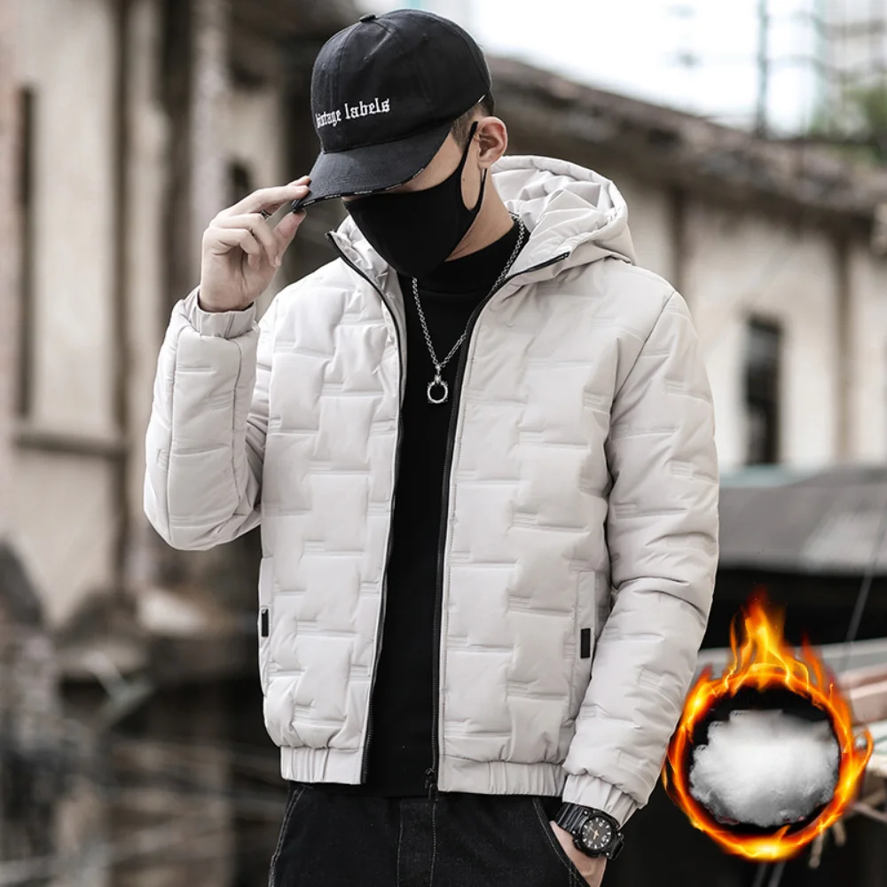 Hooded Puffer Jackets Men Slim Fit Cotton Padded Jacket Autumn Winter Korean Fashion Clothing 2022 Brand New Streetwear Clothes