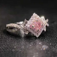 milan girl ring niche design pink diamond diamond geometric cross wound zircon ring anniversary party wedding engagement jewelry