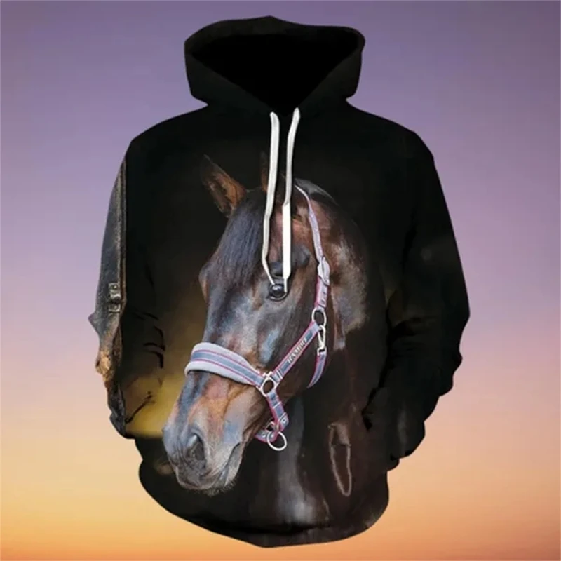 Модные мужские и женские толстовки с 3D-принтом лошади пуловер свитеры рубашки