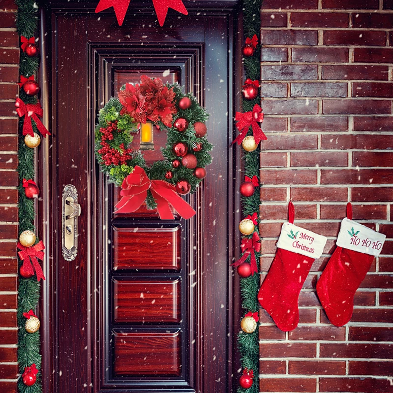 

Рождественская гирлянда, подвесные украшения для входной двери, искусственные красные ягоды, Рождественский и новогодний декор для окон и ...