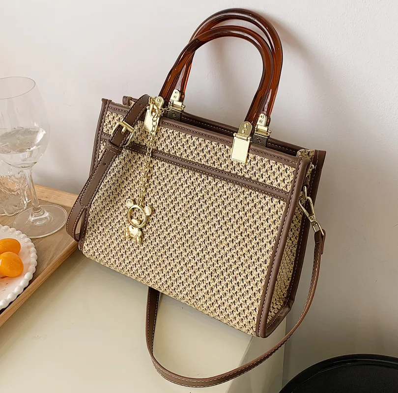 

B175 Luxury Designer Brand Woven Straw Shoulder Bag Fashion Women Handbag Super Big Size Female Shopper Bags Totes