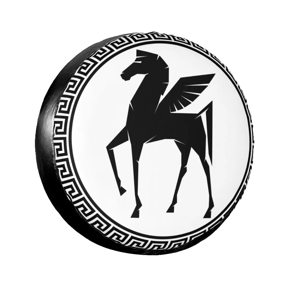 

Spare Wheel Tire Cover Pouch Protector Pegasus The Flying Horse With Greek Key Frame Car Tyre for Jeep Hummer 14 /15/16/17 Inch