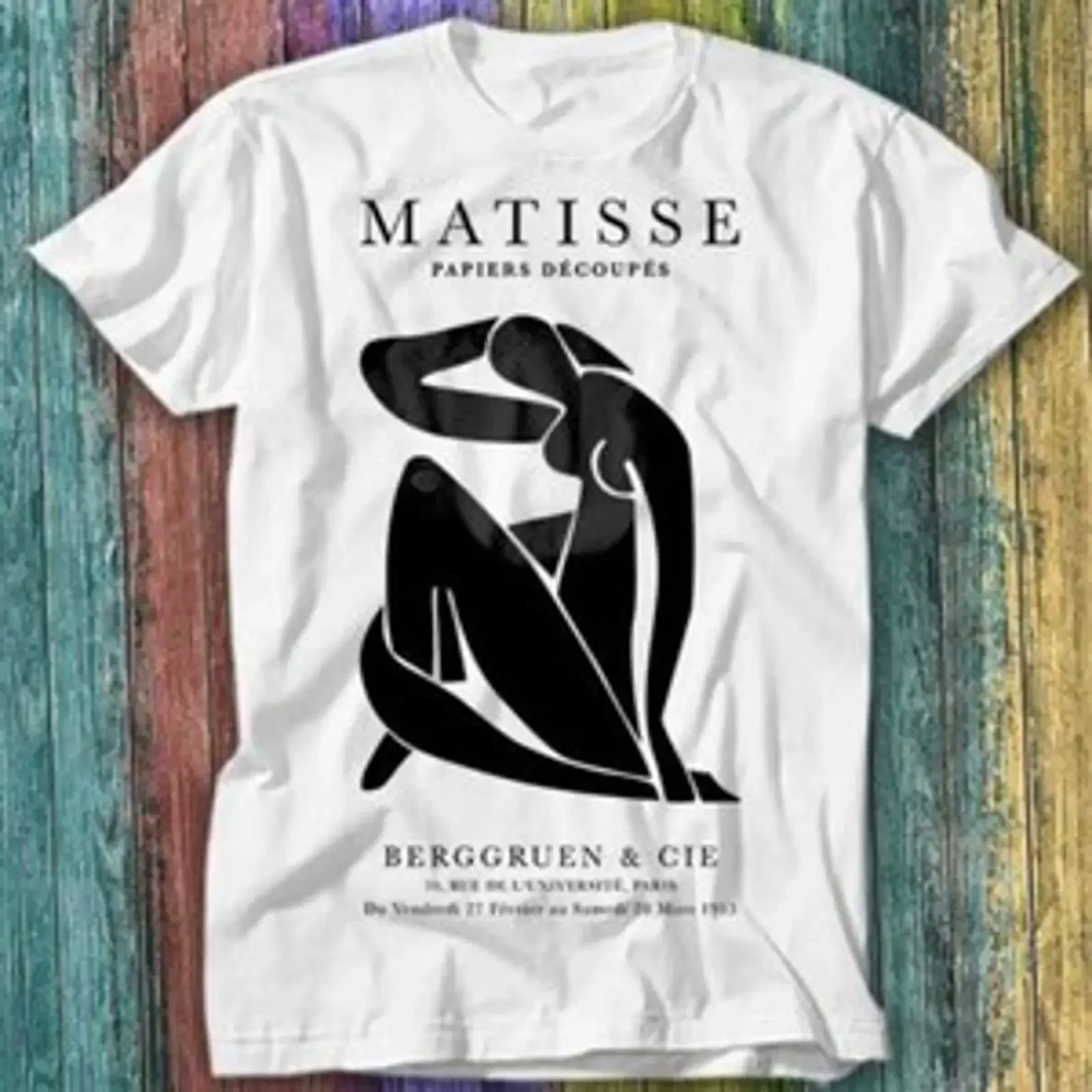 Фото Футболка Henri Matisse Akt Papier Decoupes Kunst schwarz Top 234, винтажная, с эффектом потертости, удобная, мягкая, с графическим принтом, унисекс №1