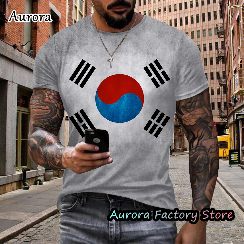 Купи Summer Men Taegukgi Pattern T-Shirt Fashion Short Sleeve Clothing Unisex O-Neck Korea Flag Tops Tees Male Casual Streetwear за 232 рублей в магазине AliExpress