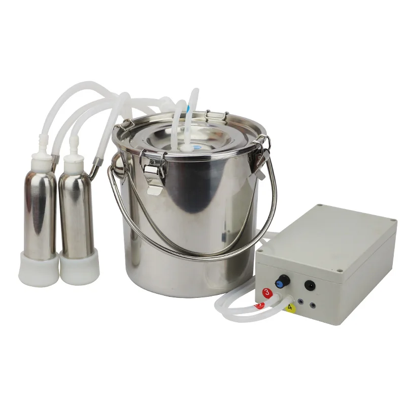 

5L Electric Cow Goat Sheep Milking Machine Vacuum Pump Milker Double Head 220V Milking Machines with Stainless Steel Bucket