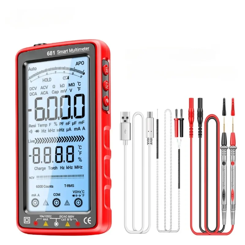 

Rechargable Digital Professional Multimeter Non-contact Voltage Tester AC/DC Voltage Meter LCD Screen Current Tester