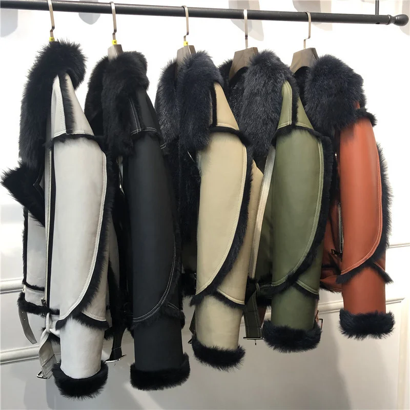 

Quality High sheepski Coat with Wholeskin Sheepskin Warm Jacket Cashmere Lining Genuine Leather Jackets Natural Fur Overwear