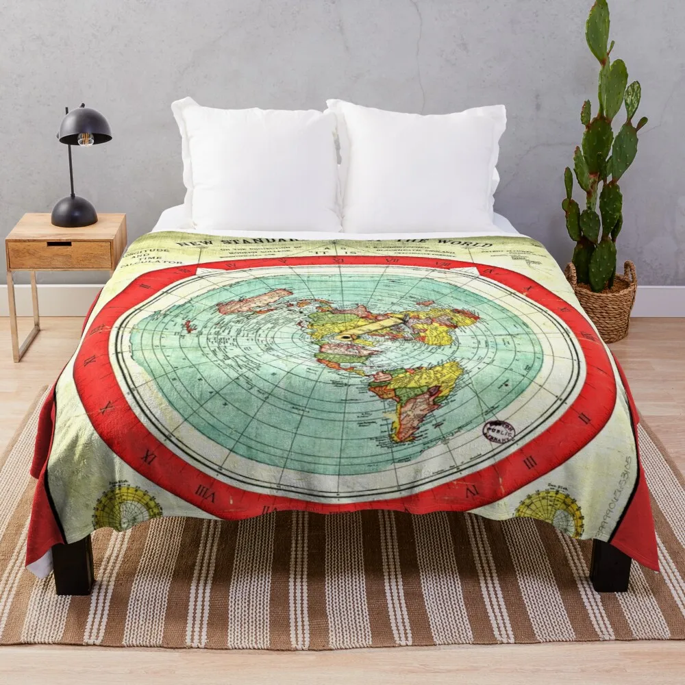 

Gleason 1892 Flat Earth Map | Research Flat Earth Throw Blanket Multi-Purpose Nap Blanket