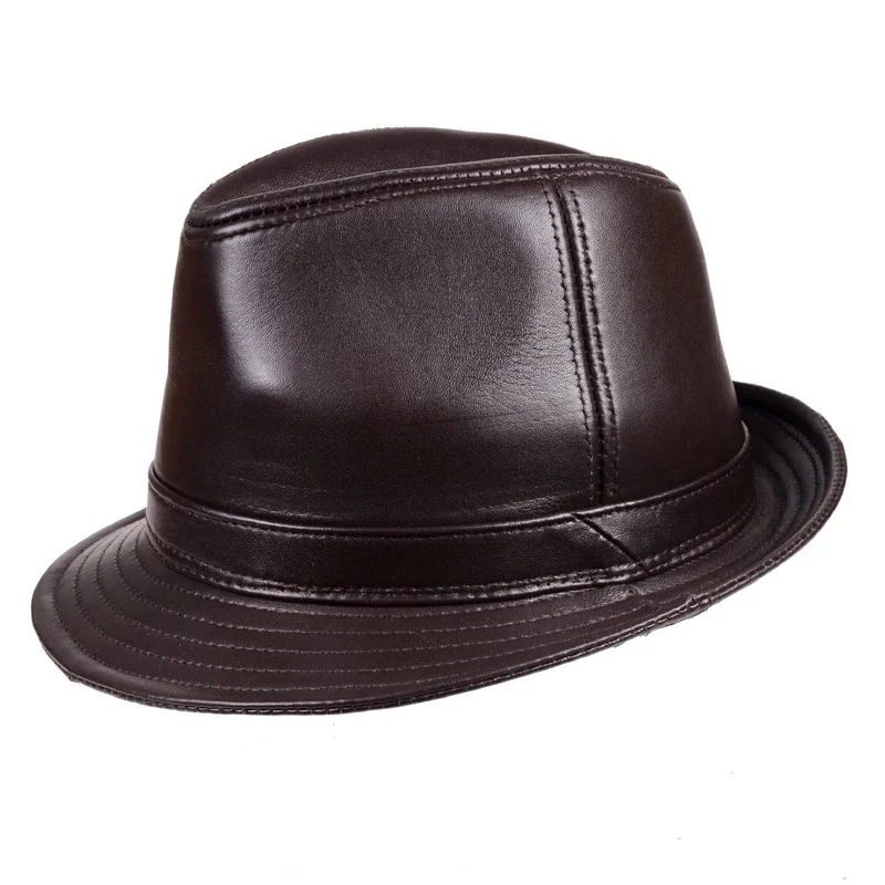 Мужские/женские шляпы из натуральной кожи с широкими полями 55-60 см
