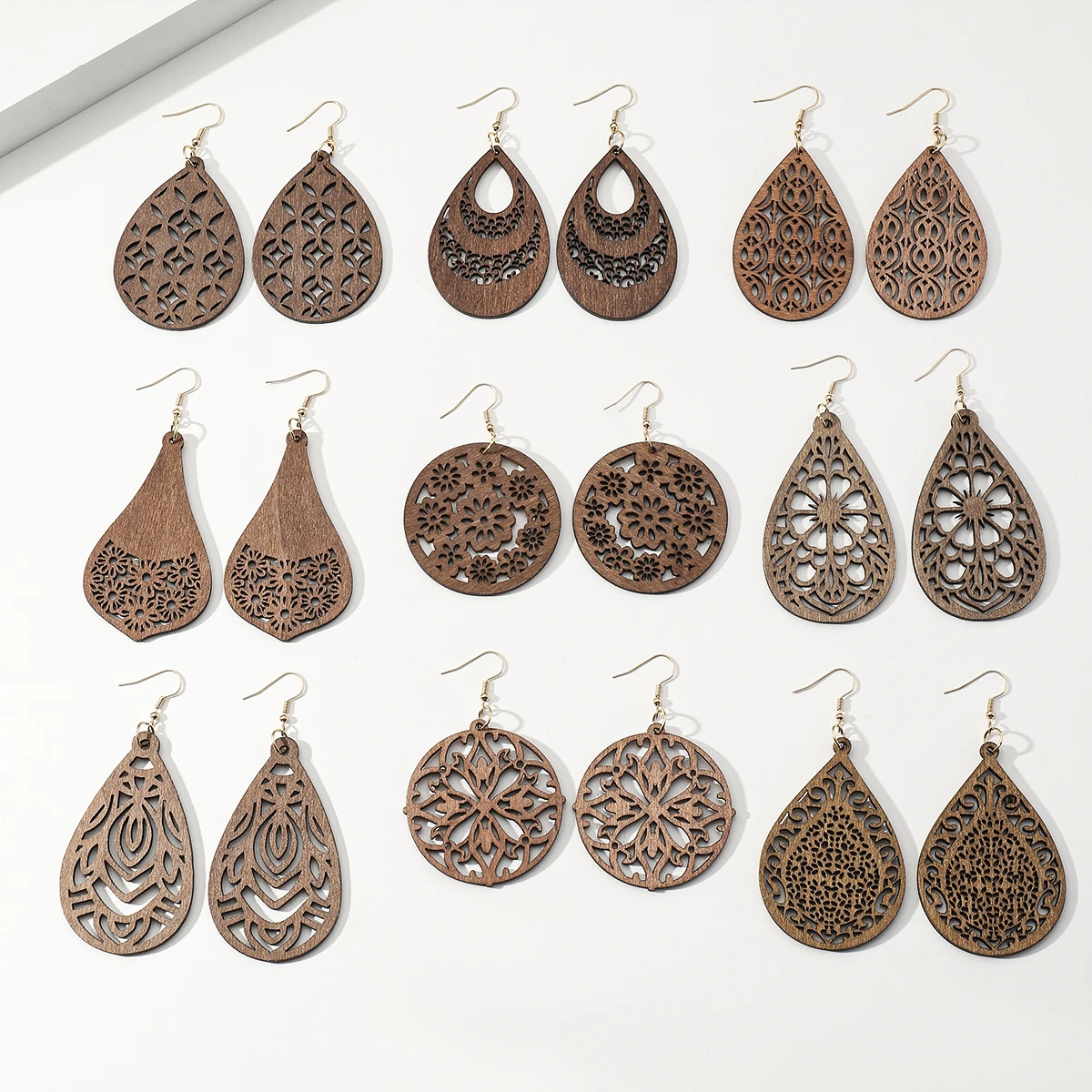 Винтажные деревянные висячие серьги, модные женские крупные серьги, женская бижутерия, подарок, наушники