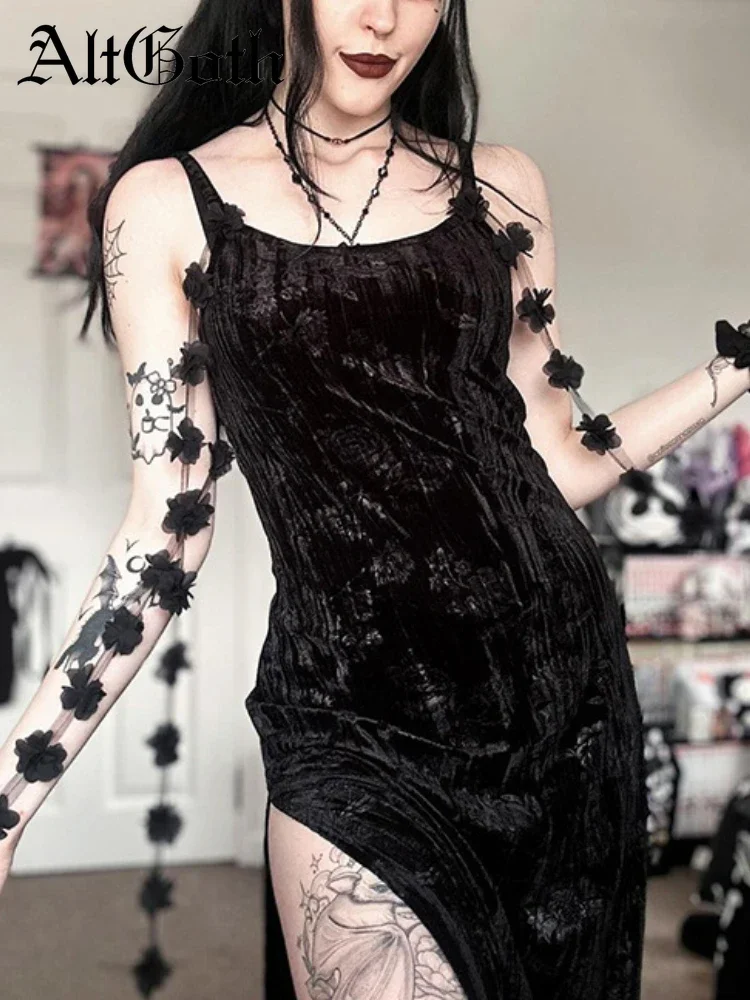 AltGoth темное готическое бархатное платье женское Хэллоуин Fairycore гранж