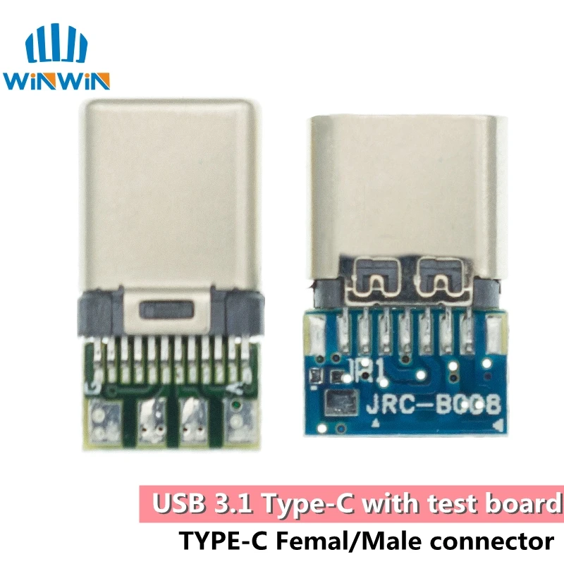 

USB 3.1 Тип C разъем 24 штырька штекер/гнездо адаптер розетка для припоя провода и кабеля 24 штырька поддержка печатной платы