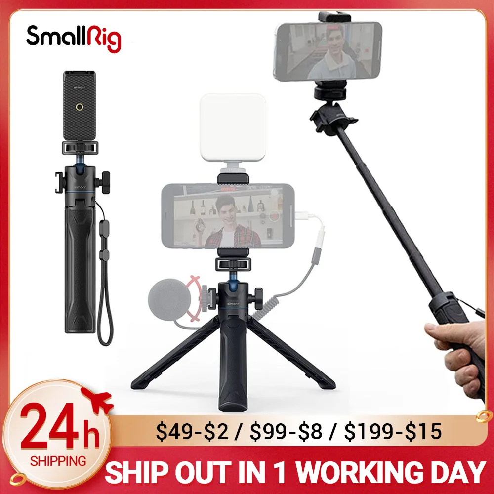 

SmallRig Vigor Black Vlog Kit Compact and Stretchable with Tripod Grip Selfie Stick Mode for Multiple Scenarios 3827