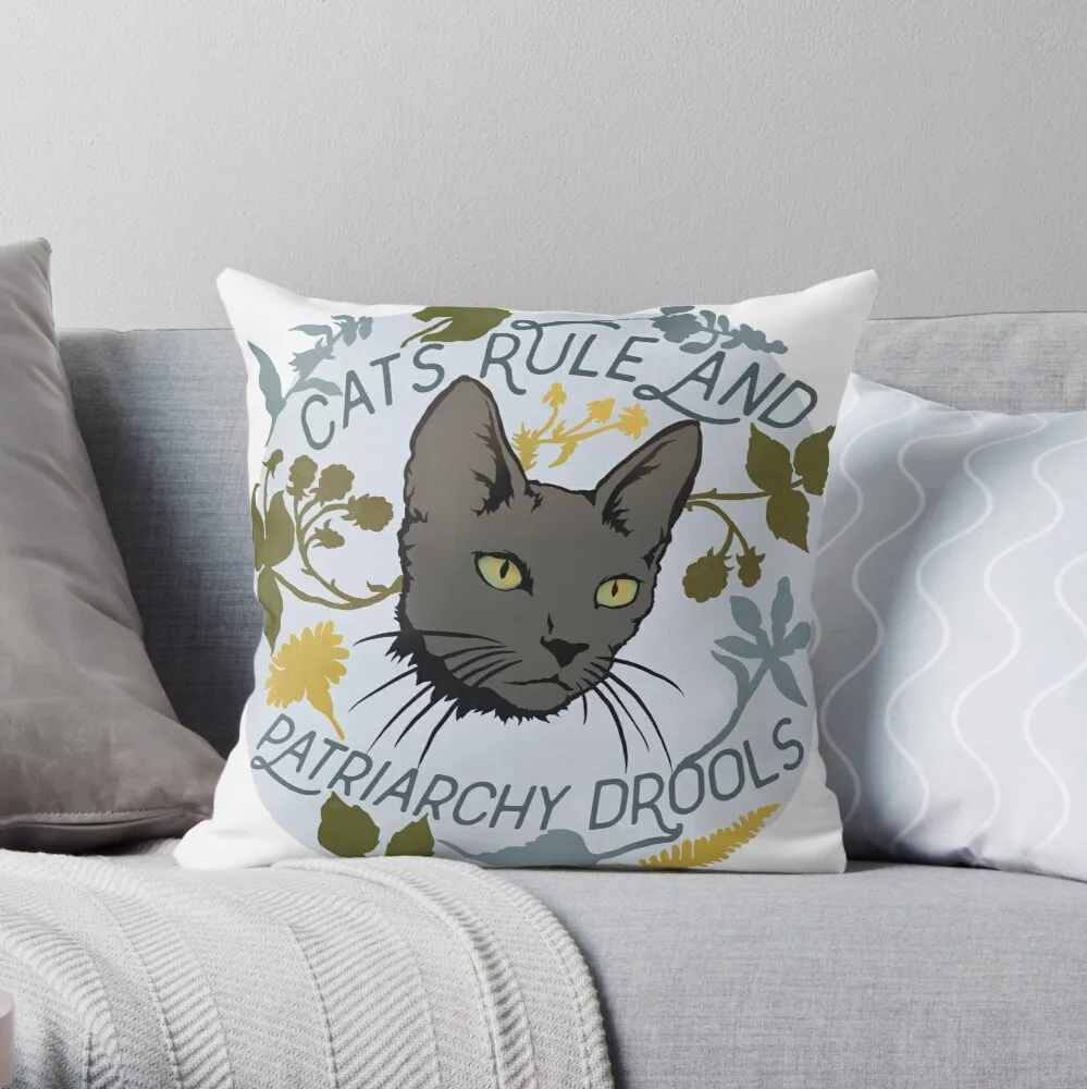 

Cats Rule And Patriarchy Drools Throw Pillow Pillow Case Polyester Home Decora Pillowcases Throw Pillow Case kussensloop