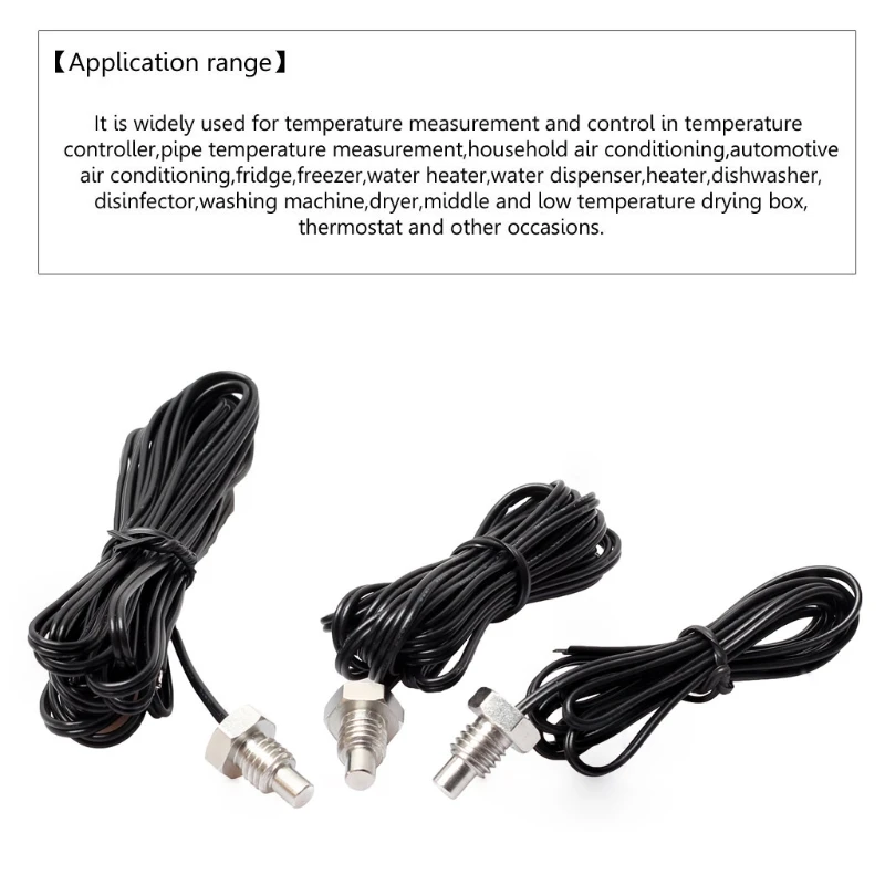 

1/1.5/2/3m 10K Temperature Sensor Probe Waterproof Temp Sensor Probe Stainless Steel 3435 NTC Temp Sensor Probe Extension