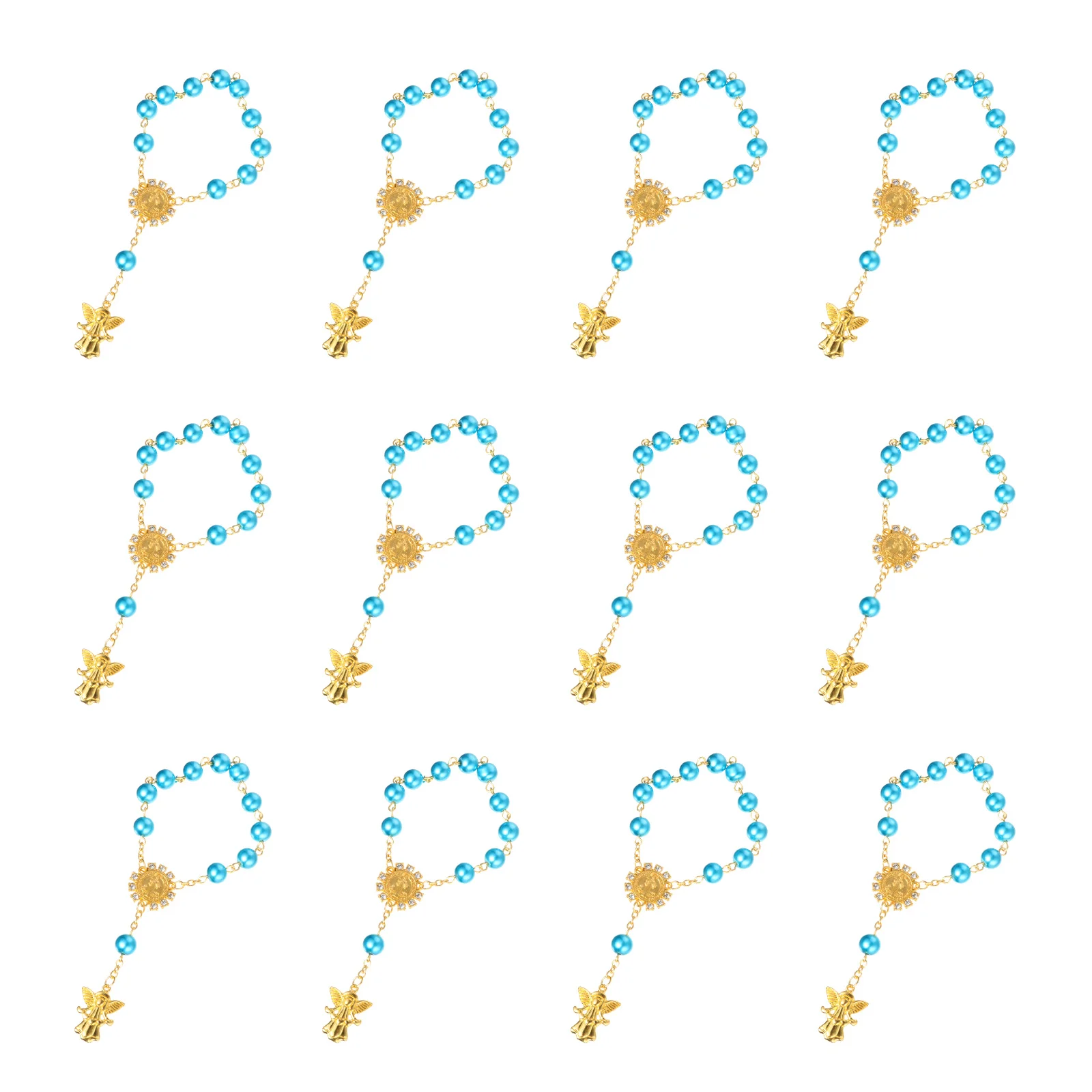 

12 Pcs Angel Pendant Wristbands Wrist Jewelries Universal Hand Chains (Blue)