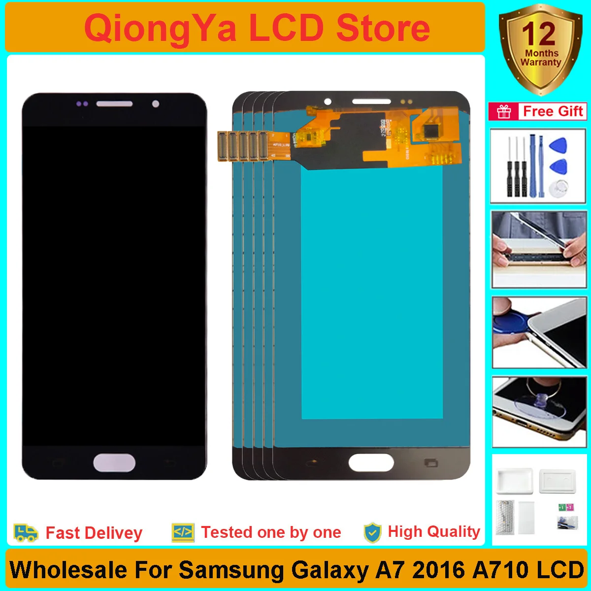 Wholesale 3/5 Pieces 5.5'' Display For SAMSUNG Galaxy A7 2016 A710 SM-A710M A710F A7100 LCD with Touch Screen Digitizer Assembly