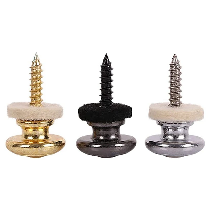 

10PCS Wool Copper Guitar Strap Lock Locking Pegs Pins Mushroom Shape End Button For Classical Electric Bass Guitar Black