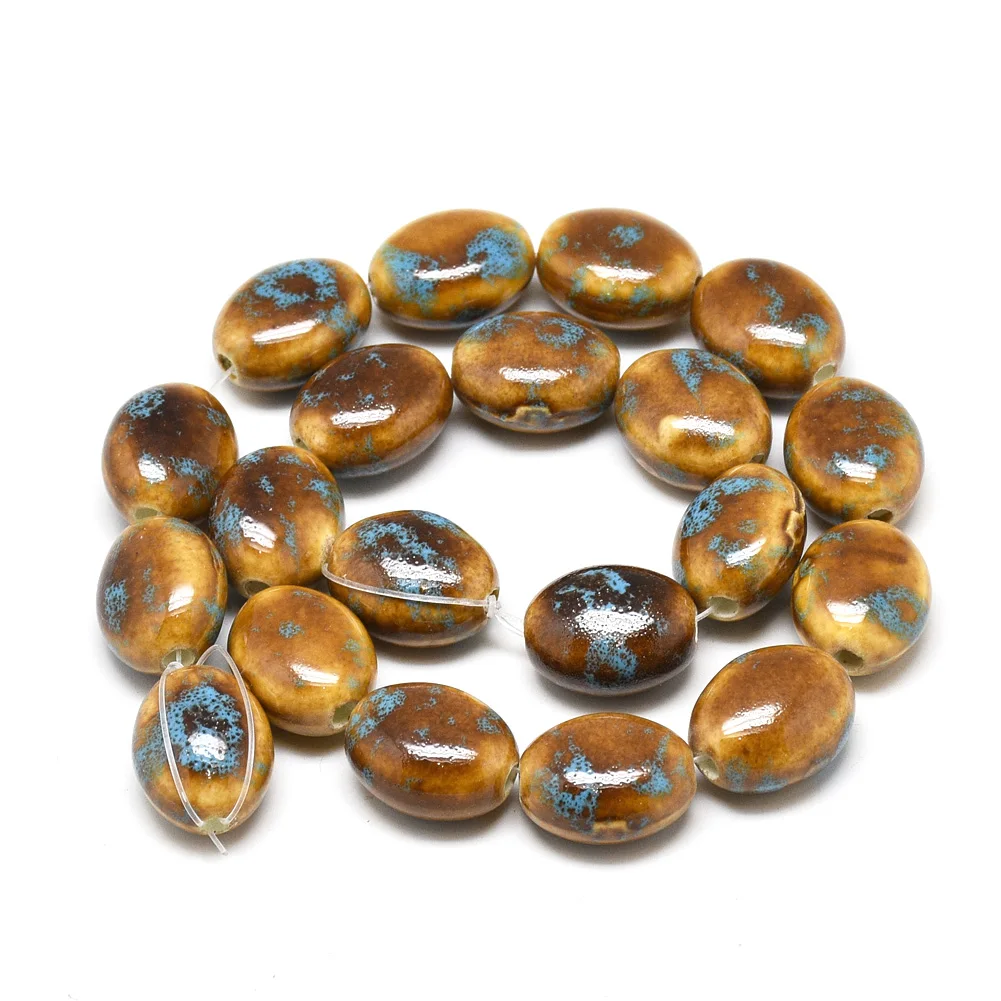200pcs Handmade Porcelain Beads Fancy Antique Glazed Porcelain Oval Spacer Beads For Necklace Braclet Diy Jewelry Making Decors
