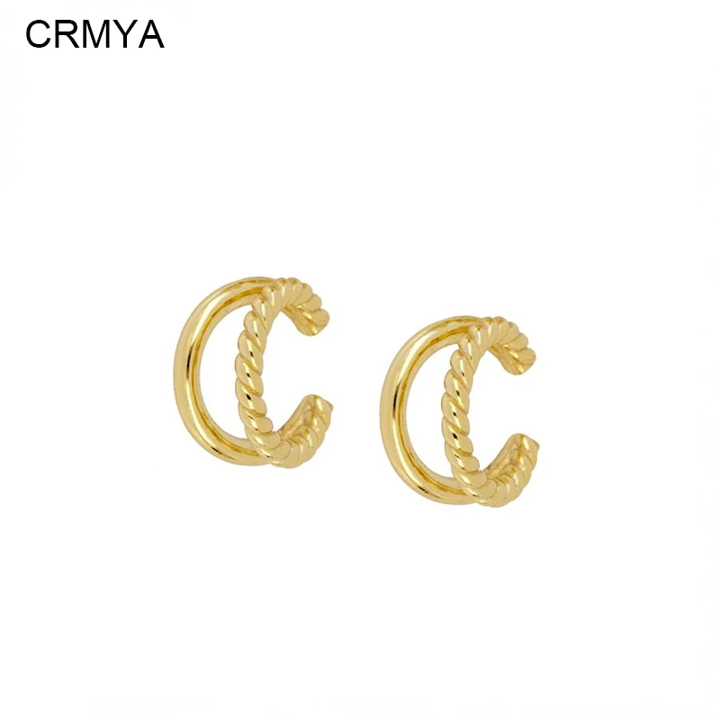 

CRMYA Gold Plated Clip Earrings for Women Cute Fake Piercing 2 Layer Ear Cuff Clip Earrings 2023 Jewelry Accessories Wholesale