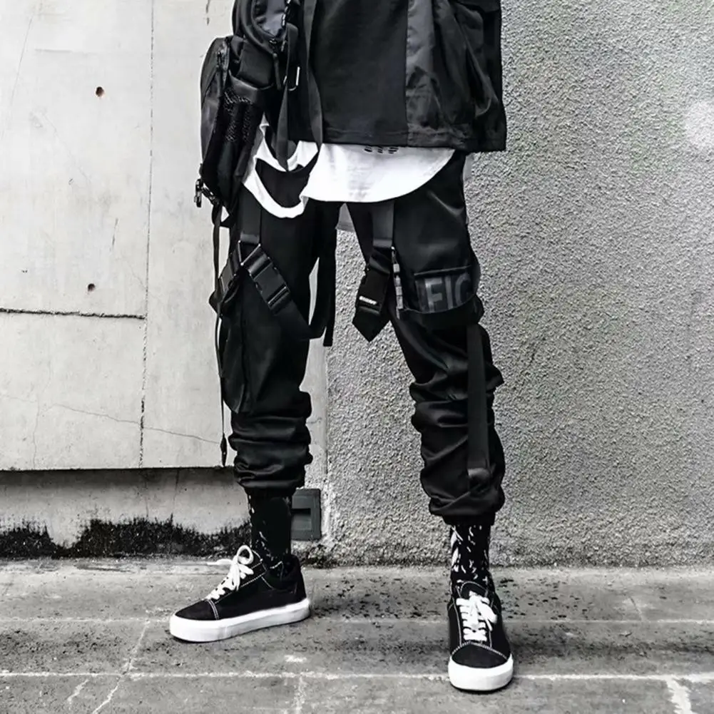 

Брюки-карго мужские прямые однотонные, классические штаны, индивидуальные штаны в стиле хип-хоп, с ремешком, Декор, в глубоком стиле