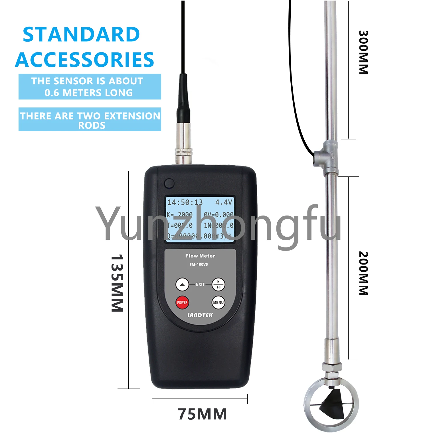 

Portable flow meter FM-100V5 0.01-5.00 m/s